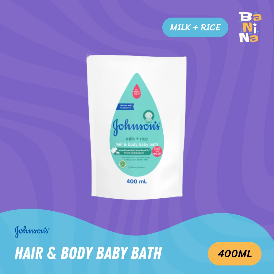 [Stock Malayu] Johnson's Baby Hair & Body Bath Milk & Rice Refill 400ml