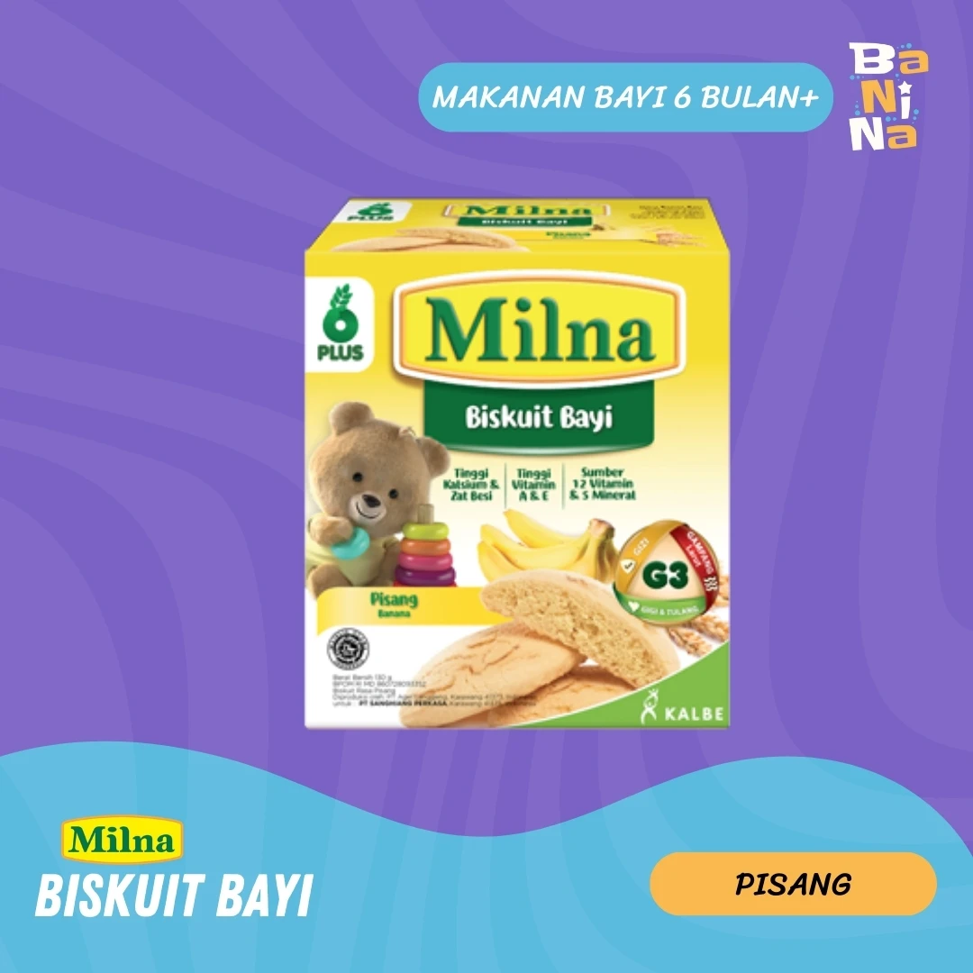 [Stock Malayu] Milna Biskuit 6+ Pisang 110g
