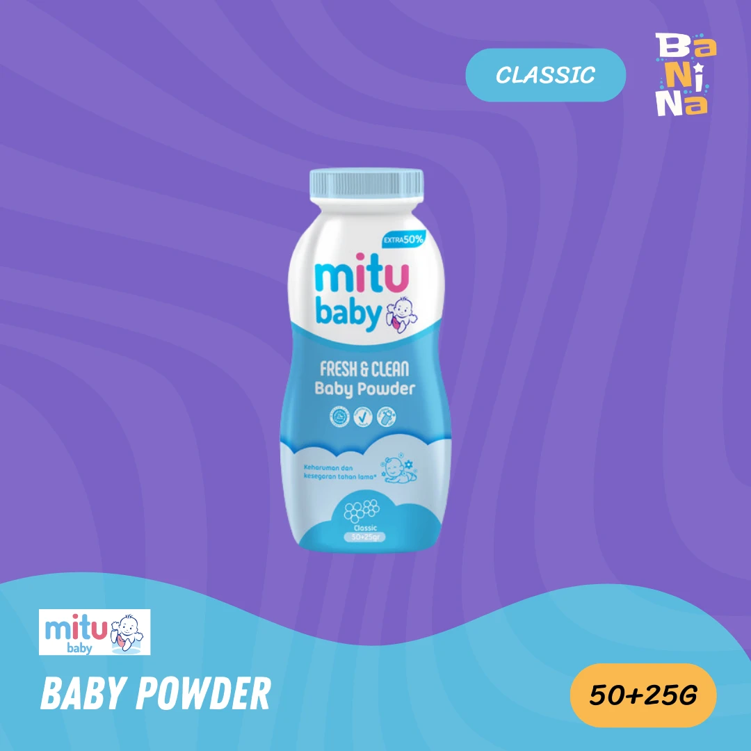 [Stock Malayu] Mitu Baby Powder 50+25g Classic