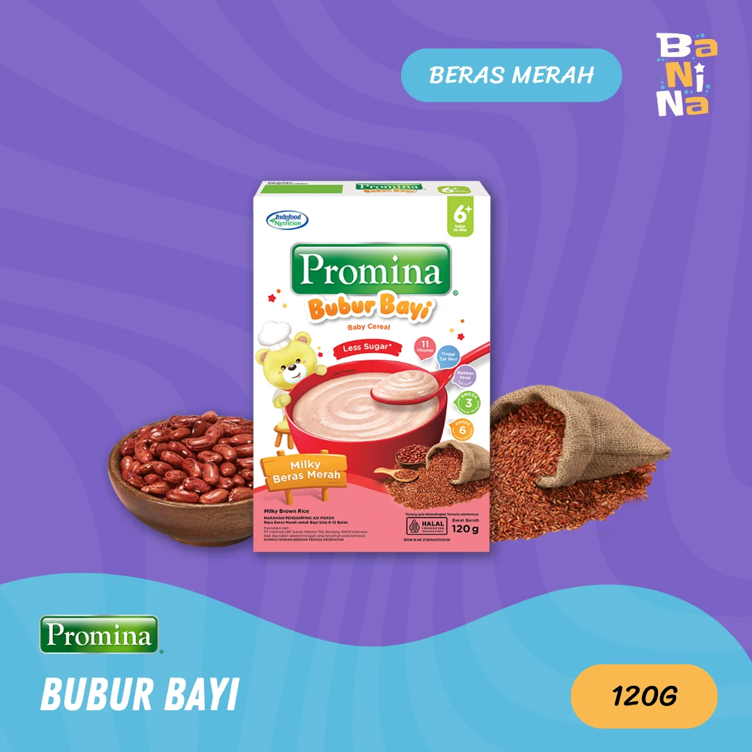 Promina Bubur 6+ Milky beras merah 120g