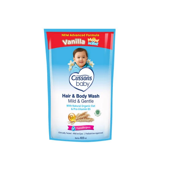 Cussons Baby Hair & Body Wash Mild & Gentle Refil Biru 375g
