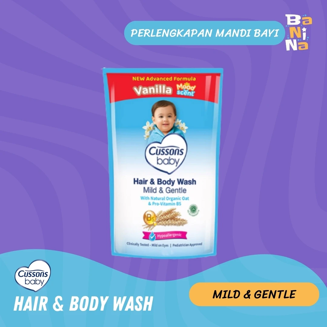 [Stock Malayu] Cussons Baby Hair & Body Wash Mild & Gentle Refill Biru 375g