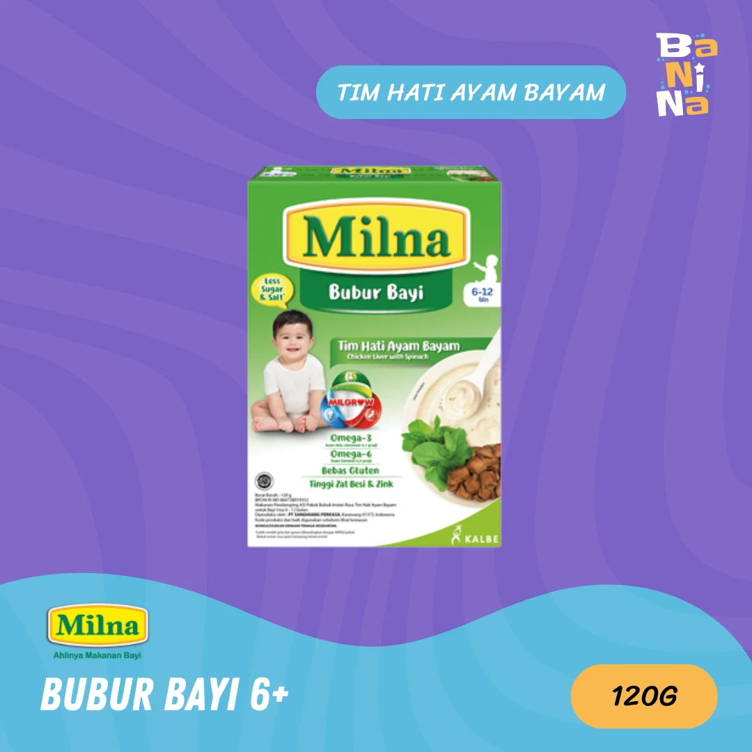 Milna Bubur 6+ Tim Hati Ayam bayam 120g