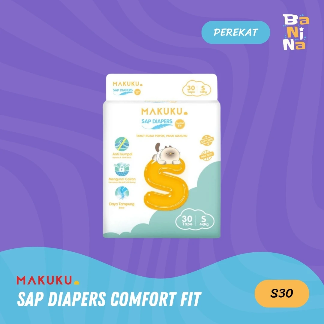 [Harga Grosir] Makuku SAP Diapers Comfort Fit Tape S30