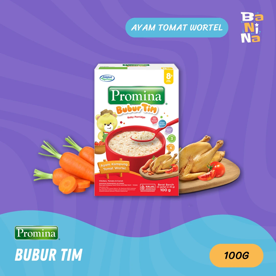 Promina Bubur tim 8+ Ayam kampung tomat wortel 100gr