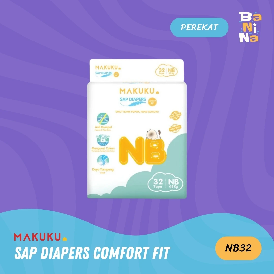 [Harga Grosir] Makuku SAP Diapers Comfort Fit Tape NB32