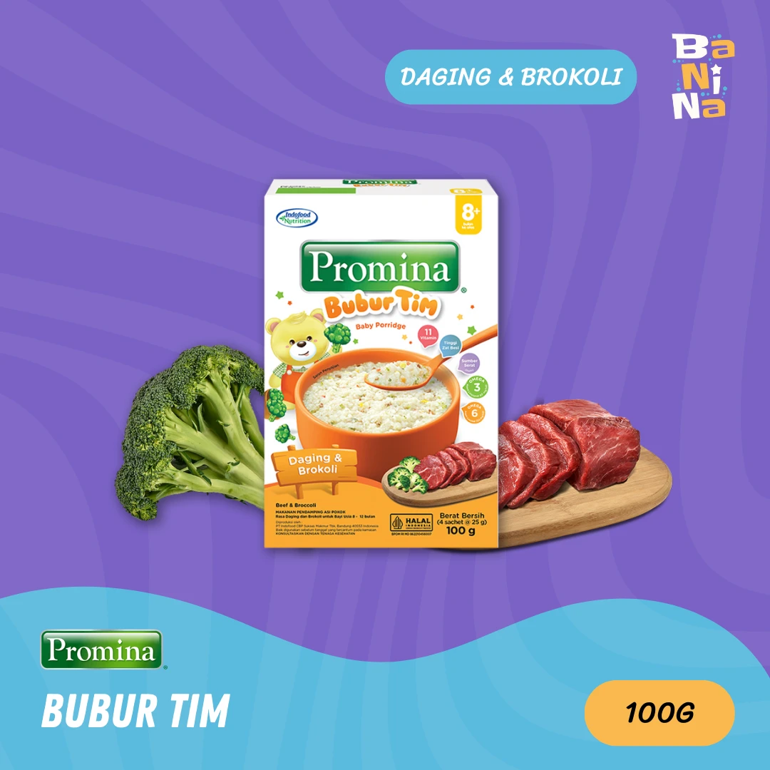 Promina Bubur tim 8+ Daging & brokoli 100gr